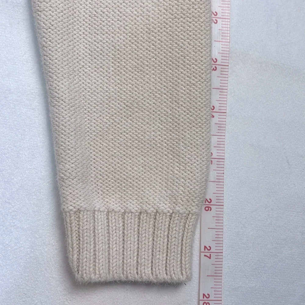 J. Crew Women’s Cable Knit Fisherman Sweater Cream Beige 100% Cotton Classic S‎